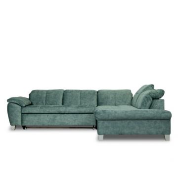 Coltar Extensibil Cu Otoman Mic Dreapta Sevilia Lux, 5 Locuri, Tetiere Reglabile, Albastru, 280 Cm
