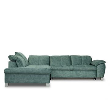 Coltar Extensibil Cu Otoman Mic Stanga Sevilia Lux, 5 Locuri, Tetiere Reglabile, Albastru, 280 Cm