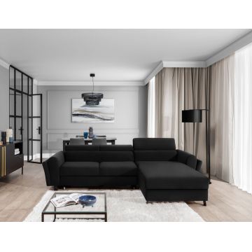 Coltar extensibil dreapta 4 locuri ELTAP, Mari-25, Mariall, 288x200x92 cm, lemn/poliester, gri inchis
