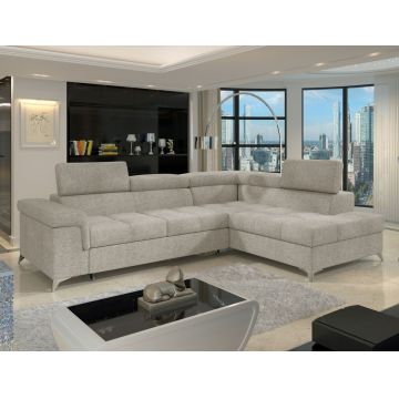 Coltar extensibil dreapta 4 locuri ELTAP, RT-18TOU, Eridano, 275x202x88 cm, lemn/poliester, bej inchis