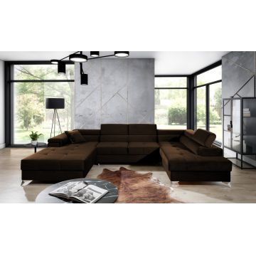 Coltar extensibil dreapta 5 locuri ELTAP, Edr-102, Eduardo, 337x205x88 cm, lemn/poliester, maro inchis