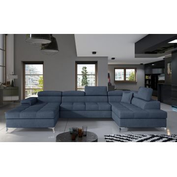 Coltar extensibil dreapta 5 locuri ELTAP, Edr-48, Eduardo, 337x205x88 cm, lemn/poliester, albastru