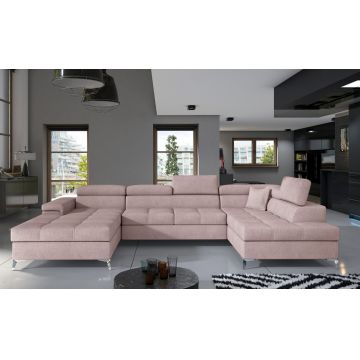 Coltar extensibil dreapta 5 locuri ELTAP, Edr-50, Eduardo, 337x205x88 cm, lemn/poliester, roz deschis