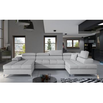 Coltar extensibil dreapta 5 locuri ELTAP, Edr-56, Eduardo, 337x205x88 cm, lemn/poliester, gri deschis