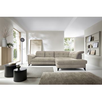 Coltar extensibil dreapta 5 locuri ELTAP, RT-20RAQ, Inferne, 297x210x107 cm, lemn/poliester, bej deschis