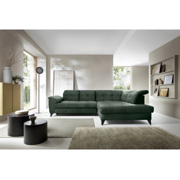 Coltar extensibil dreapta 5 locuri ELTAP, RT-35RAQ, Inferne, 297x210x107 cm, lemn/poliester, verde inchis