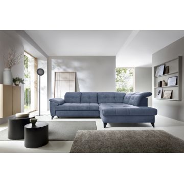 Coltar extensibil dreapta 5 locuri ELTAP, RT-40RAQ, Inferne, 297x210x107 cm, lemn/poliester, albastru deschis
