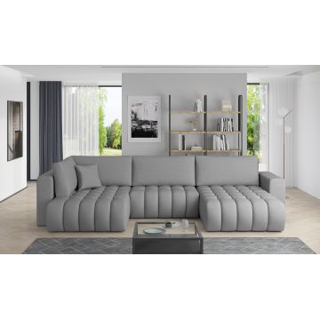 Coltar extensibil dreapta 6 locuri ELTAP, RT-04FL, Bonito, 350x175x92 cm, lemn/poliester, gri deschis