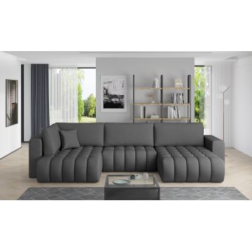 Coltar extensibil dreapta 6 locuri ELTAP, RT-05FL, Bonito, 350x175x92 cm, lemn/poliester, gri inchis