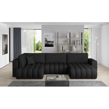 Coltar extensibil dreapta 6 locuri ELTAP, RT-11SOF, Bonito, 350x175x92 cm, lemn/poliester, negru
