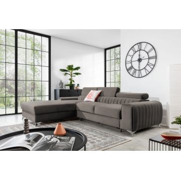 Coltar extensibil stanga 3 locuri ELTAP, LT-04LO, Grayson, 278x205x92 cm, lemn/poliester, gri