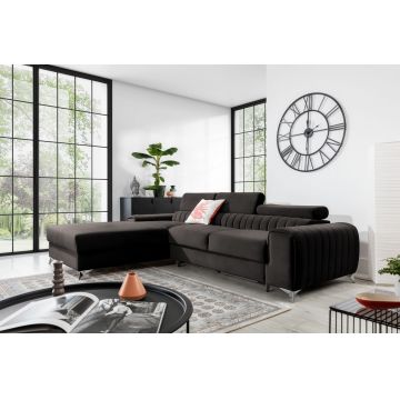 Coltar extensibil stanga 3 locuri ELTAP, LT-97RIV, Grayson, 278x205x92 cm, lemn/poliester, gri inchis