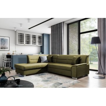 Coltar extensibil stanga 4 locuri ELTAP, BR40, Bergen, 247x214x83 cm, lemn/poliester, verde olive