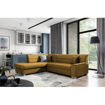 Coltar extensibil stanga 4 locuri ELTAP, BR42, Bergen, 247x214x83 cm, lemn/poliester, mustar