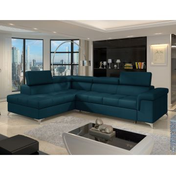 Coltar extensibil stanga 4 locuri ELTAP, ERI-38, Eridano, 275x202x88 cm, lemn/poliester, albastru