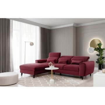 Coltar extensibil stanga 4 locuri ELTAP, Foble, 267x196x100 cm, lemn/poliester, rosu