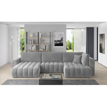 Coltar extensibil stanga 6 locuri ELTAP, LT-04SO, Bonito, 350x175x92 cm, lemn/poliester, gri deschis