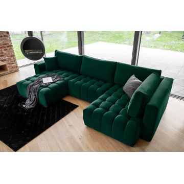 Coltar extensibil stanga 6 locuri ELTAP, LT-35LO, Bonito, 350x175x92 cm, lemn/poliester, verde inchis