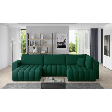 Coltar extensibil stanga 6 locuri ELTAP, LT-35NU, Bonito, 350x175x92 cm, lemn/poliester, verde inchis