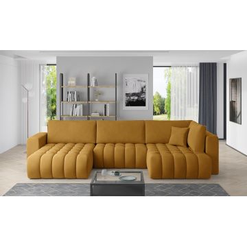 Coltar extensibil stanga 6 locuri ELTAP, LT-45NU, Bonito, 350x175x92 cm, lemn/poliester, mustar