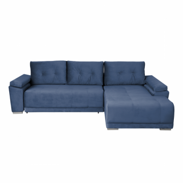 Coltar MODENA I extensibil, cu arcuri si lada depozitare, colt dreapta, albastru deschis, 282x205x92 cm