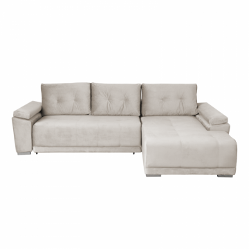 Coltar MODENA I extensibil, cu arcuri si lada depozitare, colt dreapta, bej deschis, 282x205x92 cm