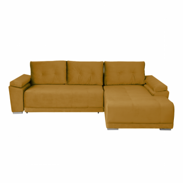 Coltar MODENA I extensibil, cu arcuri si lada depozitare, colt dreapta, galben, 282x205x92 cm