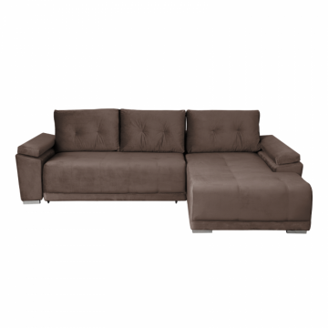 Coltar MODENA I extensibil, cu arcuri si lada depozitare, colt dreapta, maro, 282x205x92 cm