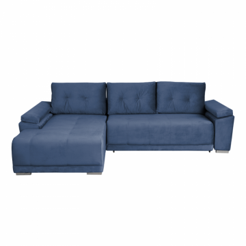 Coltar MODENA I extensibil, cu arcuri si lada depozitare, colt stanga, albastru deschis, 282x205x92 cm