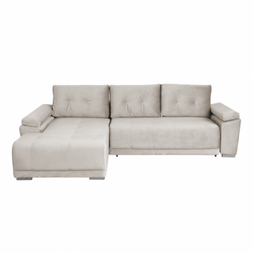 Coltar MODENA I extensibil, cu arcuri si lada depozitare, colt stanga, bej deschis, 282x205x92 cm