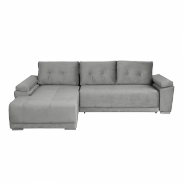 Coltar MODENA I extensibil, cu arcuri si lada depozitare, colt stanga, gri deschis, 282x205x92 cm