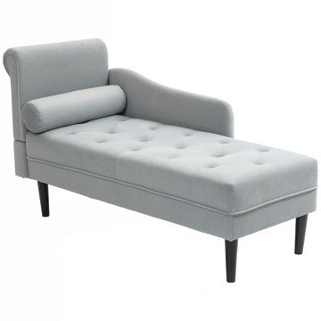 HOMCOM Canapea Chaise Longue cu tapițerie cu efect de catifea, gri | Aosom Romania