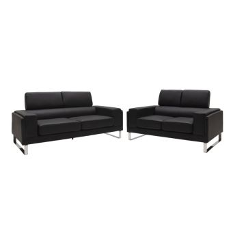 Set 2 canapele cu 2 locuri Shea, Negru, 198x80x87 cm
