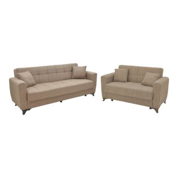 Set de living 2 piese Modesto din țesătură pakoworld în nuanță maro deschis 85x215