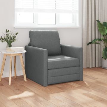 Sofa Pat 2 în 1 Gri Închis 74x77x81 cm Ţesătură