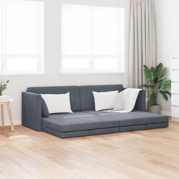 Sofa Pat 2 în 1 Gri Întunecat 213x144x60 cm Catifea