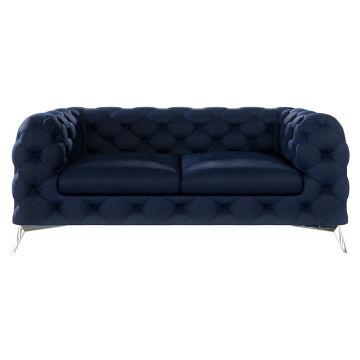 Canapea albastru-închis cu tapițerie din catifea 185 cm Chelsea – Ropez