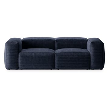 Canapea albastru-închis cu tapițerie din catifea reiată 224 cm Bergano – Cosmopolitan Design