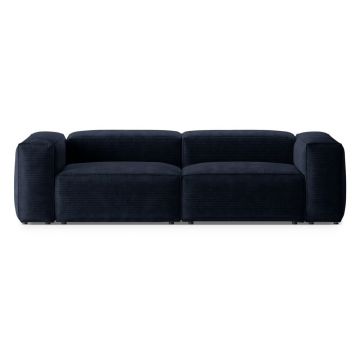 Canapea albastru-închis cu tapițerie din catifea reiată 264 cm Bergano – Cosmopolitan Design