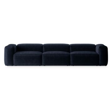 Canapea albastru-închis cu tapițerie din catifea reiată 364 cm Bergano – Cosmopolitan Design