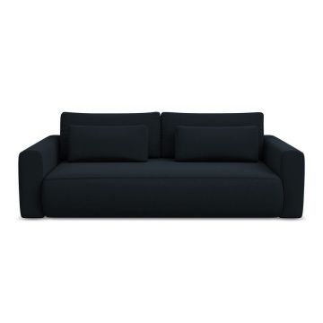 Canapea albastru-închis extensibilă/cu spațiu de depozitare cu tapițerie din catifea 238 cm Kapua – Makamii