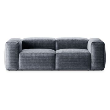Canapea albastru prăfuit cu tapițerie din catifea reiată 224 cm Bergano – Cosmopolitan Design