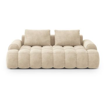 Canapea bej cu tapițerie din catifea 200 cm Linz – Cosmopolitan Design