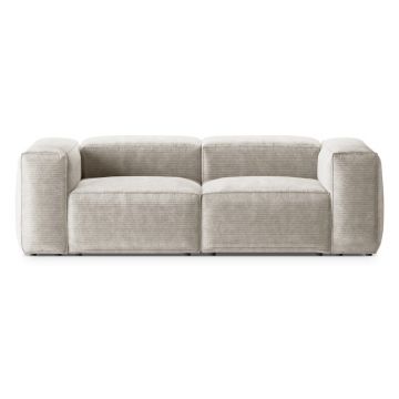 Canapea bej cu tapițerie din catifea reiată 224 cm Bergano – Cosmopolitan Design