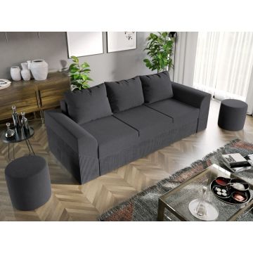 Canapea Extensibila Cali Catifea / Reiat Gri Inchis