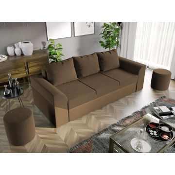 Canapea Extensibila Cali Stofa Maro / Piele Cappuccino