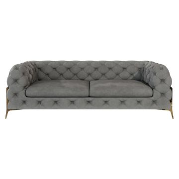 Canapea gri cu tapițerie din catifea 225 cm Chelsea Bis – Ropez
