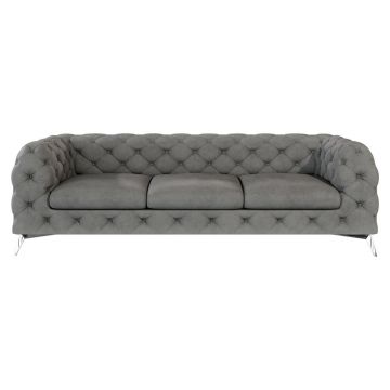 Canapea gri cu tapițerie din catifea 243 cm Chelsea – Ropez