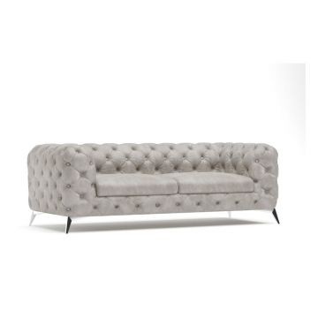 Canapea gri deschis cu tapițerie din catifea 225 cm Chelsea – Ropez
