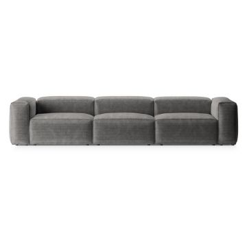 Canapea gri deschis cu tapițerie din catifea reiată 364 cm Bergano – Cosmopolitan Design